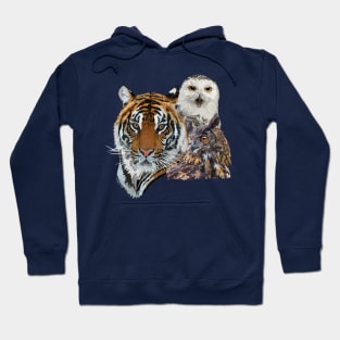 Bengal tiger and owls Hoodie